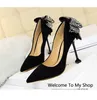 femmes talons dames papillon-noeud talons noirs talons strass chaussures italiennes femmes designers chaussures femme talon haut chaussures sexy femmes pompes