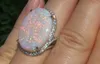 Duży 925 Solidny Pierścień Srebrny Srebro Naturalny kamień szlachetny OPAL Diamond Wedding Wedding Empagands Women Jewelry246a
