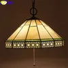 FUMAT Tiffany Flower Pendant Lamp Multi Color Stained Glass Hanging Light Fixture 16 Handicaft Decor For Dinning Study Bed Room