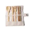 7pcs/Set Portable Cutlery Set Outdoor Travel Bamboo Zestaw naczynia Nóż Pafticks Fork Spoon Zestawy zastawy stołowej dla uczniów stołowych