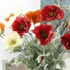 5 stks Kunstmatige Grote Poppy Bloem met Bladeren Fleurs Artffielles voor Herfst Herfst Thuis Party Decoratie Krans Fake Silk Flowers