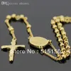 WholeSTAINLESS STEEL GOLD ROSARY CHAIN NECKLACE24quot 53quot4mm22g Factory expert design Quality Latest Style 6832180