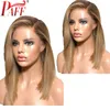 PAFF 13X6 Perruque Avant En Dentelle Court Bob Ombre Cheveux Humains Profond Parting Perruques Remy Brésiliens 4/27