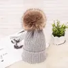 Gorros de bola de piel sintética abrigados de invierno para mujer, niñas, sombreros con pompones, gorros tejidos para mujer, gorro grueso Gift3143857