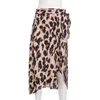 Maoxzon New Womens Sexy Leopard Print Long for Ladies Spring Summer High Waist Split Chiffon Maxi Skirts Bandage Skirt