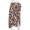 Maoxzon nieuwe dames sexy luipaardprint lang voor dames lente zomer hoge taille split chiffon maxi rokken bandage rok