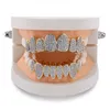 Gold Silver Color Iced Out CZ Gold Grillz Crystal Jewelry Accessories Top Bottom Grills Teeth Body Jewelry Hip Hop Bling Cubic Zircon