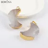 Borosa 5 10pcs Crescent Doğal Acate Dilim Kolye Kolye Altın Ay Druzy Kristal Kolye İfadesi Kadınlar G1963N276I6222581