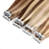 14 "-24" Remy Tape in Hair Extensions Braziliaanse 100% Echte menselijke haarhuid inslag, piano kleur