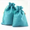Blank Gift Bags Cotton Linen Drawstring Bag Monogrammable Jewelry Wraps Craft Wedding Party Favor 14 Colors Wholesale YW3112-WLL