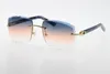 Fabrik hela säljer Rimless Solglasögon Optisk 3524012-A Original Marble Blue Plank High Quality Carved Lense Glass Unisex G237T