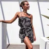 2021 New Dresses For Women Summer Fashion 4 Colors Flora Printed Elastic - collar Sexy Slip Dress Hot Selling