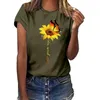 New Women T-Shirt Live A Little Sunflower T-shirt O-Collo manica corta Donna Grigio chiaro 2018 Summer t shirt Ladies Top Tee #PJP