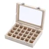 24 Grids Velvet Jewelry Box 7 Colors Rings Earrings Necklaces Makeup Holder Case Organizer Jewelery Storage Box 10pcs OOA7426-14