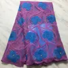 5Yards/pc Wonderful royal blue flower african milk silk lace and white french net lace fabric for dress BN138-9