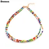 Bohemian Colorful Beaded Necklace for Women Handmade Multi-layer Gold Color Chain Minimalist Jewelry Accessories 7036