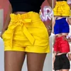 Hirigin Summer Loose Women Casual Cotton Candy Color Short Belt Beach High Waist Shorts