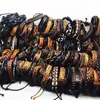 Pulseiras de charme de couro trançadas feitas à mão para mulheres e homens Vintage pulseira envoltória Moda Jóias para festas a granel