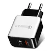 QC 3.0 Wall Wall Charger USB سريع شحن 5 فولت 3A 9 فولت 2a السفر محول الطاقة شحن سريع لنا الاتحاد الأوروبي التوصيل لسامسونج Xiaomi الهاتف الذكي