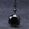 Drop Black Obsidian Pendant Collier Obsidian Star Pendant Lucky Love Crystal Jewelry avec corde guérison Reiki Gift5941792