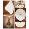 Juldekorationer Plush Tree Kjol Vit pälsmattan Santa Claus Year Xmas kjolar Giftmatta för Home1