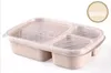 Student Lunch Box 3 Grid Wheat Straw Biologisk nedbrytbar mikrovågsugn Bento Box Kids Food Storage Box School Foods Containrar med lock DC695