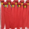 Popularny kolor czerwony jedwabny proste dziewicze włosy Malezji ludzkie włosy 3 pakiety 100g Pakiet DHL 1937459