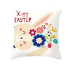 Happy Easter Kussensloop Peach Skin Bunny Bedrukte Kussensloop Sofa Auto Kussenhoezen Enkelzijdige Konijn Bedrukte Kussensloop