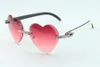 Direct s new heart shaped cutting lens diamonds sunglasses 8300687 natural white &black hybrid buffalo horn temples size 58-177F