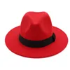 Grå fedora hattar breda brim panama jazz filt hatt mössa ull män kvinnor klär unisex kyrka hatt fascinator trilby39199525548238