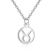 12 Constellation Zodiac Sign Halsband för kvinnor Rostfritt stål Silver Link Chain Leo Libra Aries Circle Hänge Horoskop Astrologi Smycken