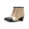 뜨거운 판매-E 짧은 패션 장화가 좋은 귀여운 6cm의 땅딸막 한 블록 높은 발 뒤꿈치 방수 여성 신발에게 캐주얼 PVC 신발을 작동 지퍼
