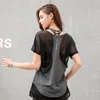 Women Yoga Tops Shirts Mesh Fake Two Pieces Black Sports Tshirts Short Sleeve Breathable Gym Fitness Tank Tops Running Clothes T200401