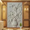 Dropship personalizado 3d murais de parede papel parede vaso flor em relevo sala entrada fundo po pintura parede papéis home2999025