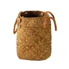 Kwiat Kosz Wodorostów Słomy Tkactwo Przechowywania Woven Rattan Home Ogród Wazon Decor Organizatorzy Handmade z uchwytem