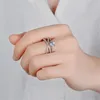 Vente en gros - Bague de mariage pour femmes Dexule Bijoux 925 Sterling Silver Pave White Sapphire CZ Diamond Party Women Wedding Wedding Ring