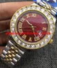 Mens 116231 43mm Jubilee 18K Yellow Gold TT Jubilee Red Roman Diamond Dial VVS Diamond Watch Automatic Fashion Men's Watch 334U