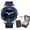 NAVIFORCE marque de luxe hommes mode montres à Quartz avec coffret pour étanche hommes montres en cuir militaire montre-bracelet 303F