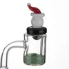 Albero di Natale Simpatico Babbo Natale Accessori per fumatori Tappo in carbonio di vetro Stampella Bastone in vetro dabber 24mm OD per Domeless Quartz Banger Bong Dab Rigs Regali di Natale