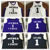 Weber State Wildcats College Damian Lillard # 1 blanc noir violet rétro maillot de basket-ball pour hommes cousu personnalisé n'importe quel numéro nom maillots