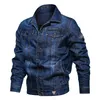 Mäns Jackor Denim Jacket Slim Bomber Casual OuterWear Jeans Stor Storlek Multi Pocket Turn-Lapel Coat Veste Homme