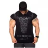 Ny designer gym bodybuilding t-shirt sport t-shirts män ärmlös tee shirt homme fitness träning tops tunna print bulking tshirt