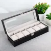 New Black Leather Leather Watches Box Case Jewelry Display Boxes Storage Holder For House 6 Slots Wotch Lover Men Business Gifts