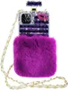 3D Diamond Perfume Bottle Bottle Girlry Furry Telefen Case na iPhone'a 14 13 12 11 Pro Max XR 7 8 Samsung S21 S22 Bling Crystal Rhinestone Projekt z osłoną Ochrony Smyczowej