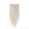 Farbe 60 Clip-in-Echthaar-Extensions, blondes Echthaar, Clip-in-Extensions, 7 Stück, 120 g, platinblond, Remy-Echthaar-Clip-in