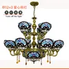 European retro creative lamp Tiffany stained glass living room dining room double villa large chandelier love Baroque lamps TF009