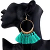 Boheemse verklaring Tassel Oorbellen voor Vrouwen Vintage Ronde Lange Drop Oorbellen Bruiloft Bruids Froned Sieraden Gift 16 Kleuren