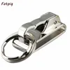 1 sztuk Nowa Spring Klamra Klip On Pas Double Pętle Srebrny Brelok Key Chain Pierścień Keyfob Hurtownie Dropship