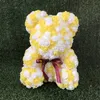 PE Foam Artificial Rose Teddy Bear With Sweet Ribbon Bow Eternal Flower Doll Romantic Anniversary Birthday Valentine's Day Gift