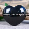 Polerowany Naturalny Czarny Obsidian Healing Kryształ Kamienny Kamień Serce Uroczyste Rury Rzeźbione Kieszeń Pufer Heart Martwiaj Palm Kamienna Rura Do Prawie Tytoń